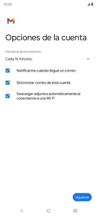 Si aparece en la pantalla esta imagen, tu cuenta de correo electrónico ha sido reconocida y configurada automáticamente. Sigue las indicaciones de la pantalla para introducir más información y terminar la configuración.