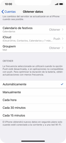 Si desactivas la función, pulsa el ajuste deseado.