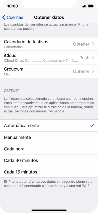 Si desactivas la función, pulsa el ajuste deseado.