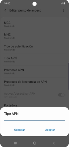 Introduce default y pulsa Aceptar.