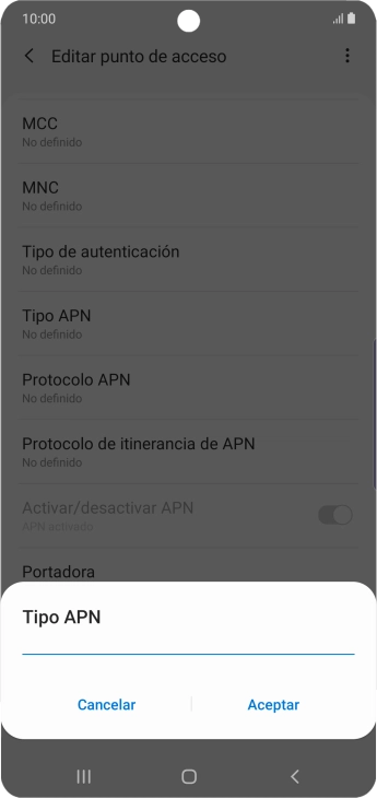 Introduce default y pulsa Aceptar.