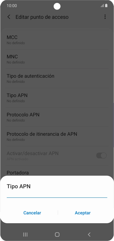 Introduce default y pulsa Aceptar.