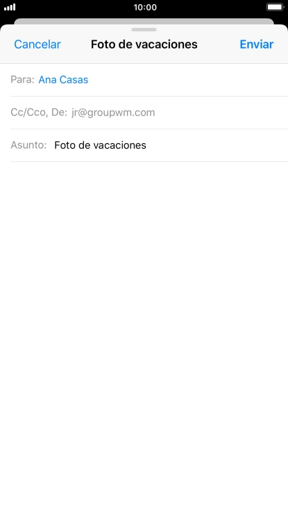Pulsa en el campo de escritura  y escribe el texto del correo electrónico.