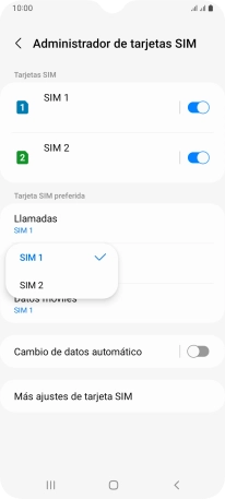 Pulsa la tarjeta SIM deseada.