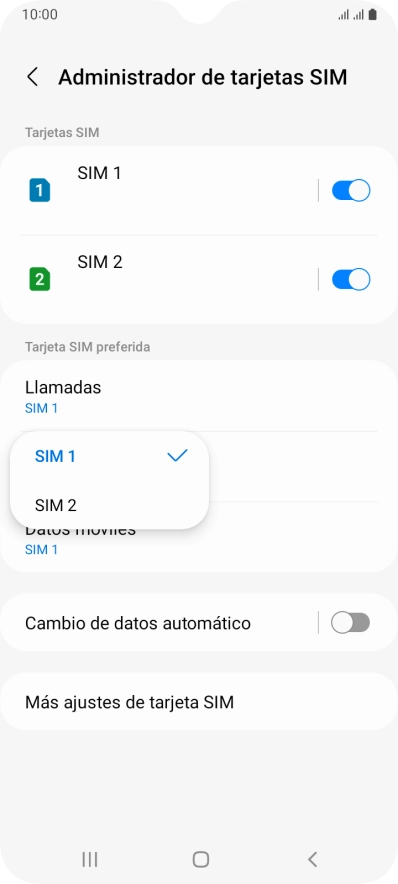 Pulsa la tarjeta SIM deseada.