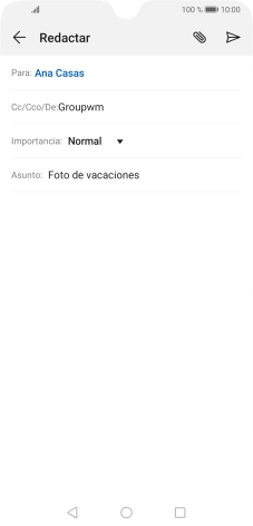 Pulsa en el campo de escritura  y escribe el texto del correo electrónico.