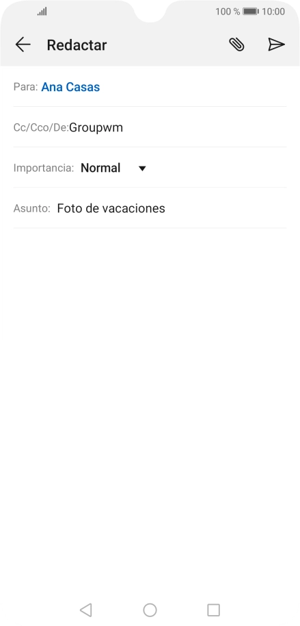 Pulsa en el campo de escritura  y escribe el texto del correo electrónico.
