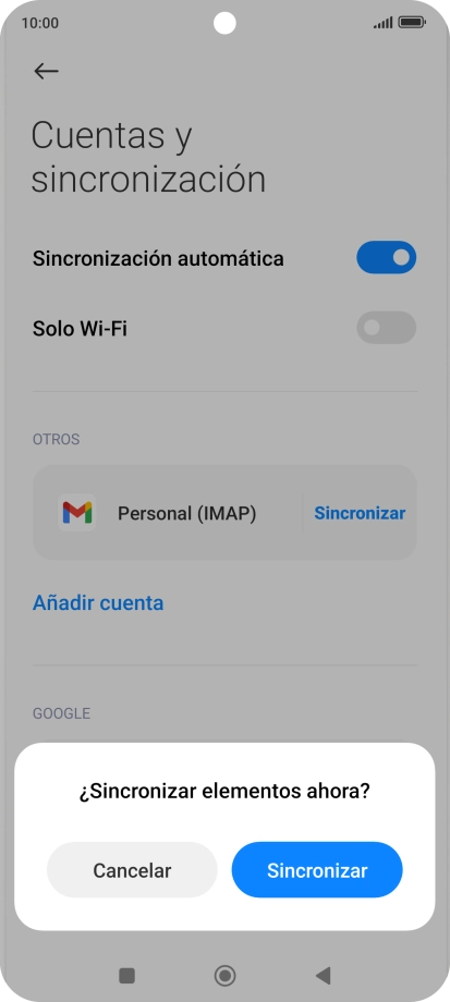 Si activas la función, pulsa Sincronizar.