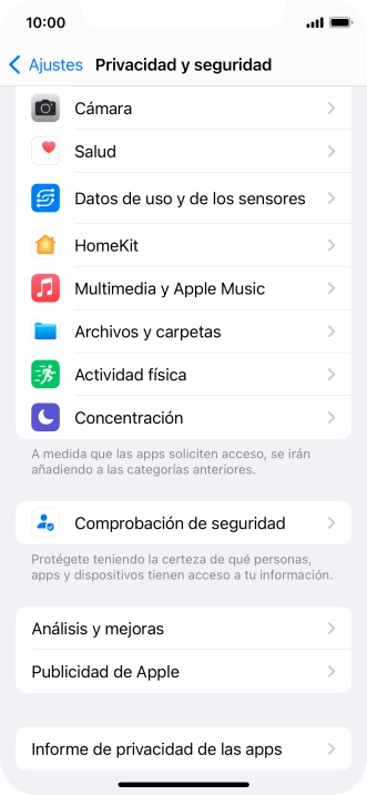 Pulsa Informe de privacidad de las apps.