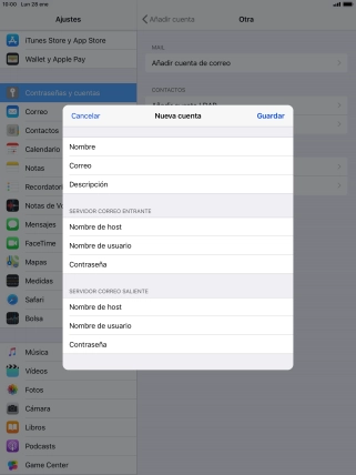 Pulsa Guardar. Ahora se ha configurado tu cuenta de correo electrónico. Si deseas seleccionar más ajustes del servidor de correo de entrada o de salida, continúa con los pasos siguientes.