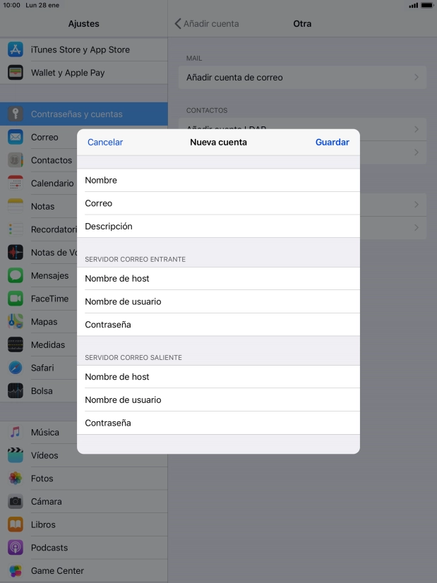 Pulsa Guardar. Ahora se ha configurado tu cuenta de correo electrónico. Si deseas seleccionar más ajustes del servidor de correo de entrada o de salida, continúa con los pasos siguientes.