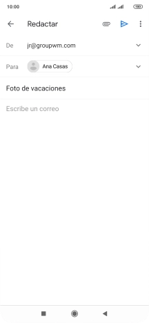 Pulsa en el campo de escritura  y escribe el texto del correo electrónico.