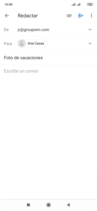 Pulsa en el campo de escritura  y escribe el texto del correo electrónico.