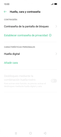 Pulsa Huella digital e introduce el código de seguridad extra que has creado anteriormente.