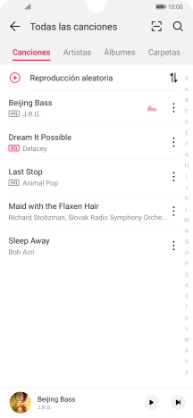 Pulsa una categoría y desplázate al archivo de música deseado.