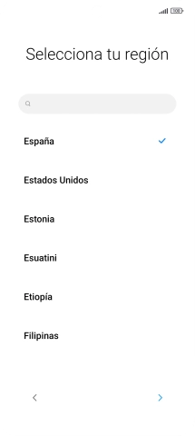 Pulsa el país o el área deseados.