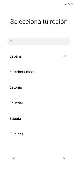 Pulsa el país o el área deseados.