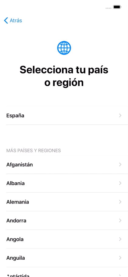 Pulsa el país o el área deseados.