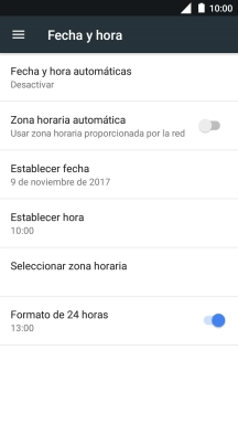 Pulsa Fecha y hora automáticas.
