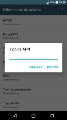Introduce default y pulsa ACEPTAR.