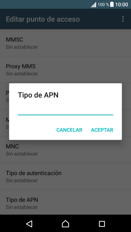 Introduce default y pulsa ACEPTAR.