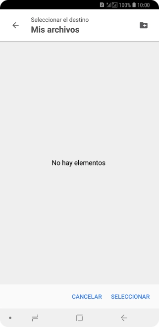 Si deseas crear una nueva carpeta, pulsa el icono de nueva carpeta y sigue las indicaciones de la pantalla para crearla.