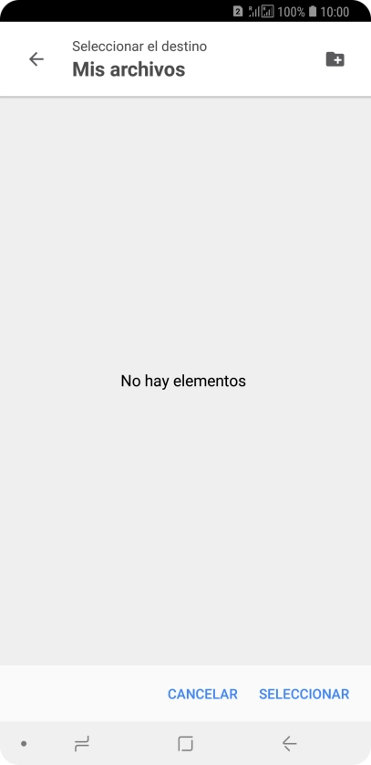 Si deseas crear una nueva carpeta, pulsa el icono de nueva carpeta y sigue las indicaciones de la pantalla para crearla.