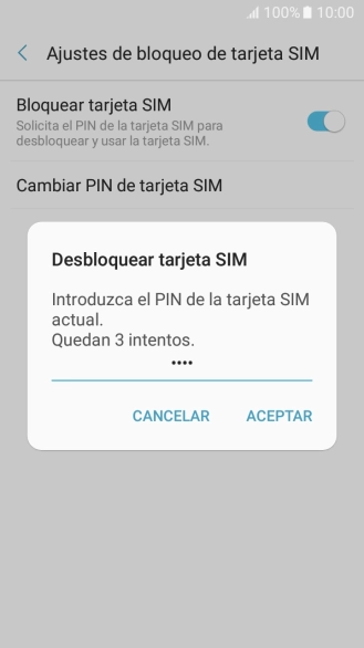 Introduce tu código PIN y pulsa ACEPTAR.