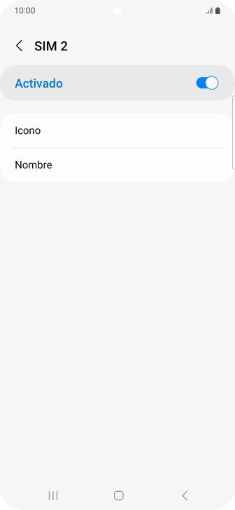 Pulsa el indicador para activar o desactivar el uso de la tarjeta SIM.