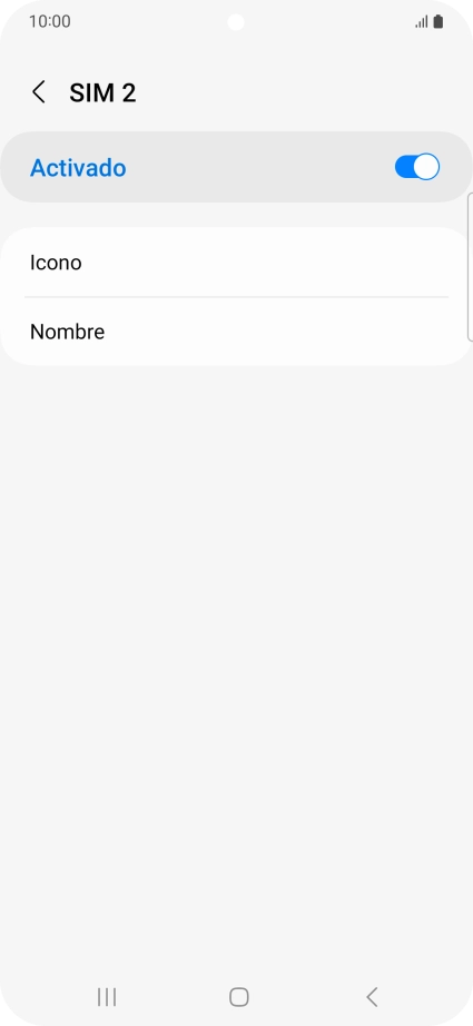Pulsa el indicador para activar o desactivar el uso de la tarjeta SIM.