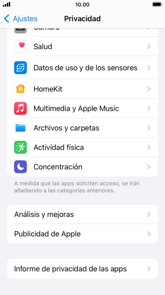 Pulsa Informe de privacidad de las apps.