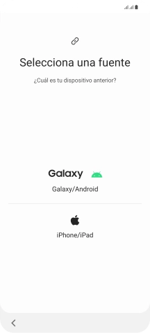 Pulsa el ajuste deseado y sigue las instrucciones de la pantalla para transferir el contenido del otro teléfono.