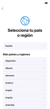 Pulsa el país o el área deseados.