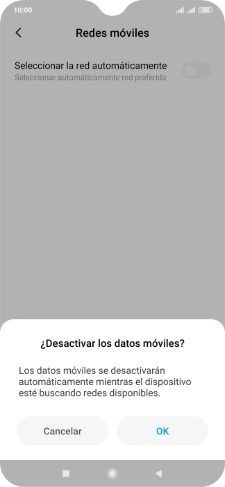 Pulsa OK y espera mientras el teléfono está buscando redes.
