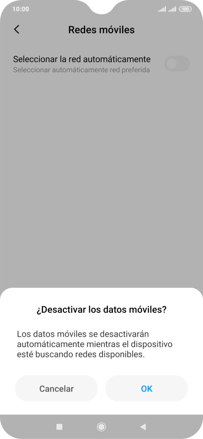 Pulsa OK y espera mientras el teléfono está buscando redes.