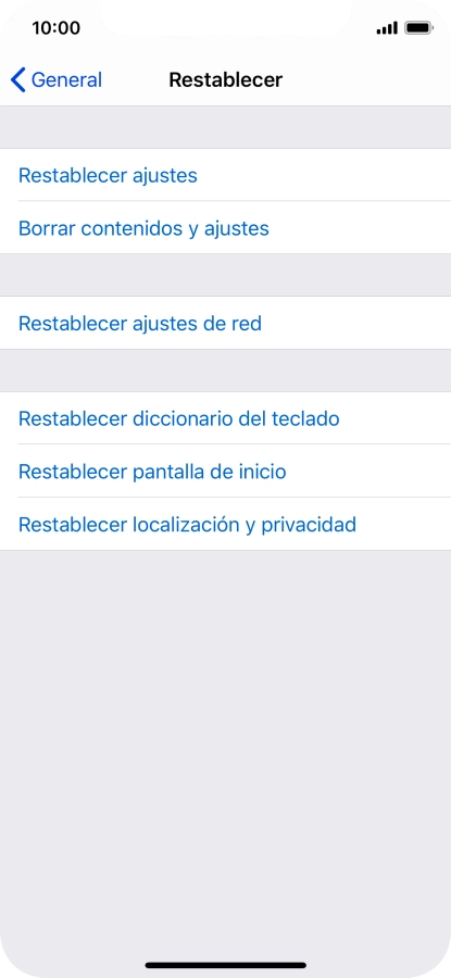 Pulsa Restablecer ajustes.