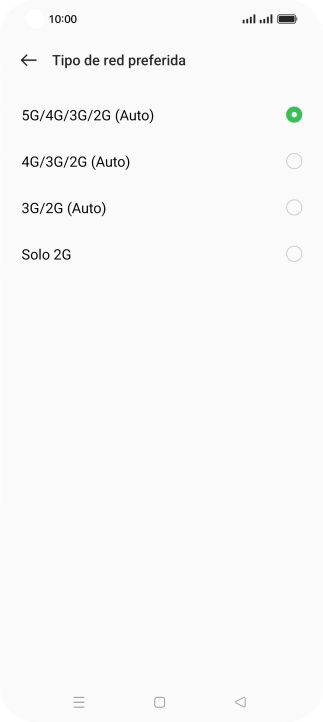 Pulsa el tipo de red deseado.