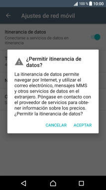 Si el roaming de datos está activado, pulsa ACEPTAR.