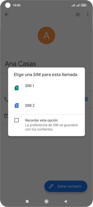 Pulsa la tarjeta SIM deseada.