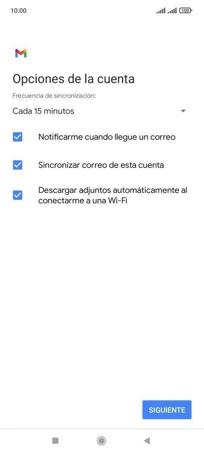 Si aparece en la pantalla esta imagen, tu cuenta de correo electrónico ha sido reconocida y configurada automáticamente. Sigue las indicaciones de la pantalla para introducir más información y terminar la configuración.