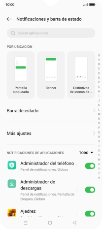 Pulsa el indicador junto a las apps deseadas para activar o desactivar la función.