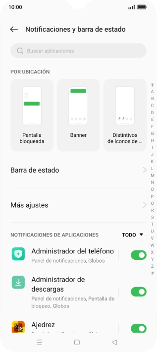Pulsa el indicador junto a las apps deseadas para activar o desactivar la función.