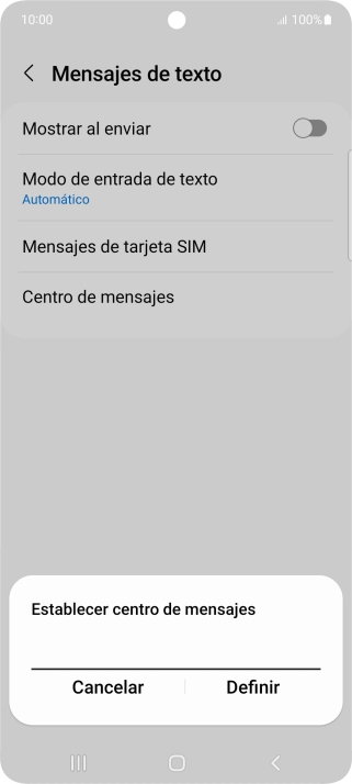 Introduce +34607003110 y pulsa Definir.