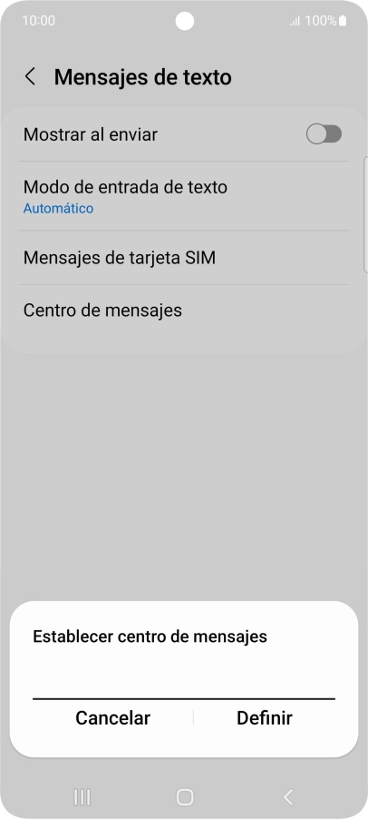 Introduce +34607003110 y pulsa Definir.