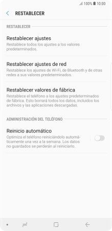 Pulsa Restablecer valores de fábrica.