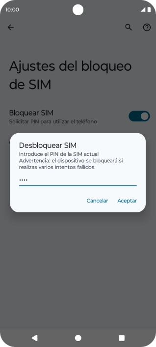 Introduce tu código PIN y pulsa Aceptar.
