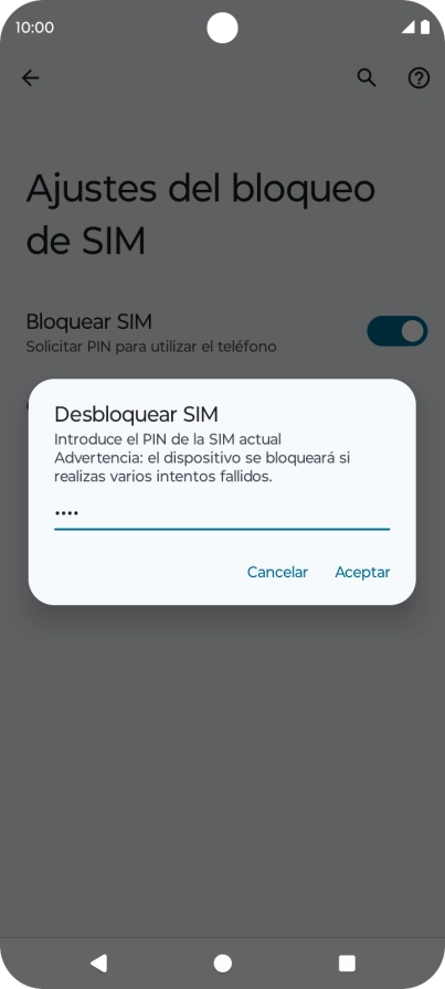 Introduce tu código PIN y pulsa Aceptar.
