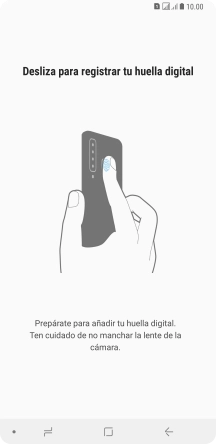 Sigue las indicaciones de la pantalla para crear una huella digital como código de seguridad.