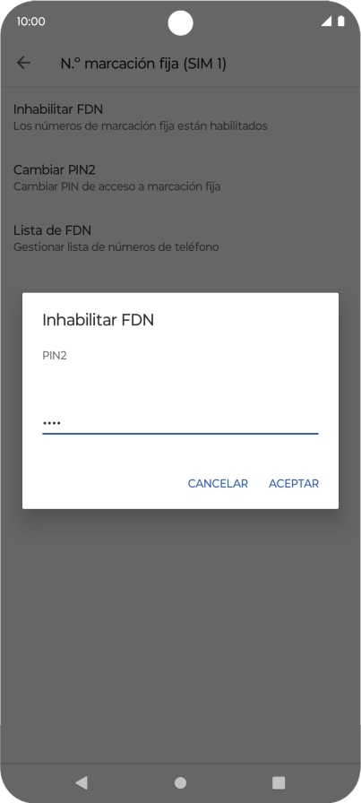 Introduce el código PIN2 y pulsa ACEPTAR.