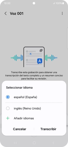 Pulsa el idioma de la grabación.